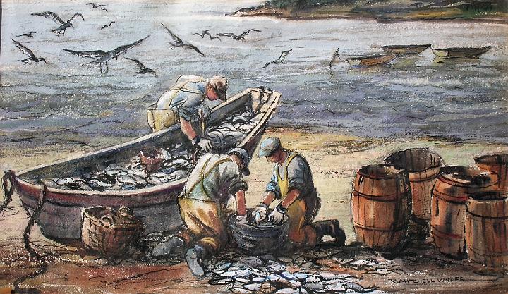 Dory fishing.jpg - Herring Seiners, watercolor, , Collection of Richard Wolff